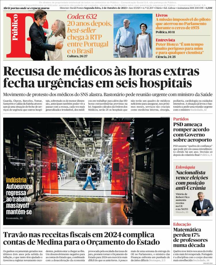 Portada de Público (Portugal)