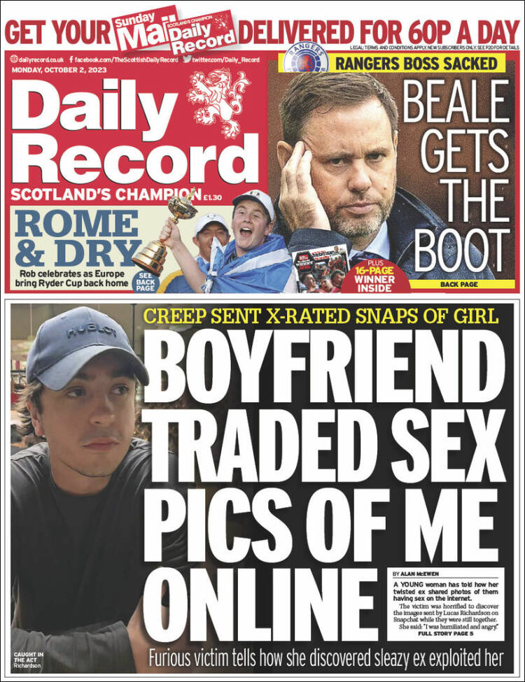 Portada de Daily Record (Reino Unido)