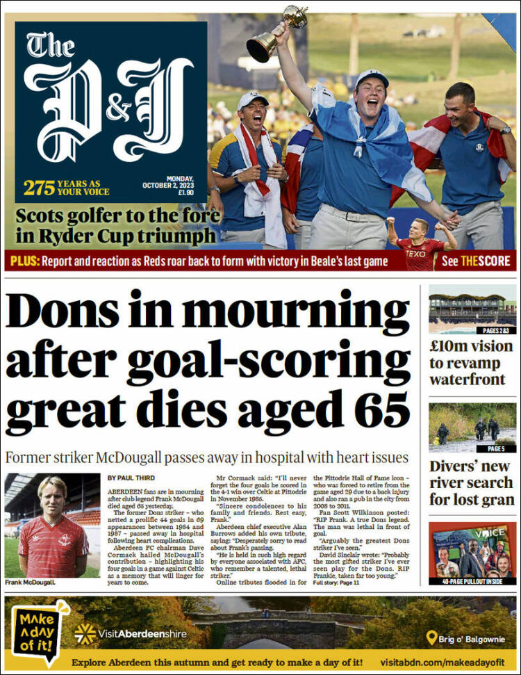 Portada de The Press and Journal (Reino Unido)