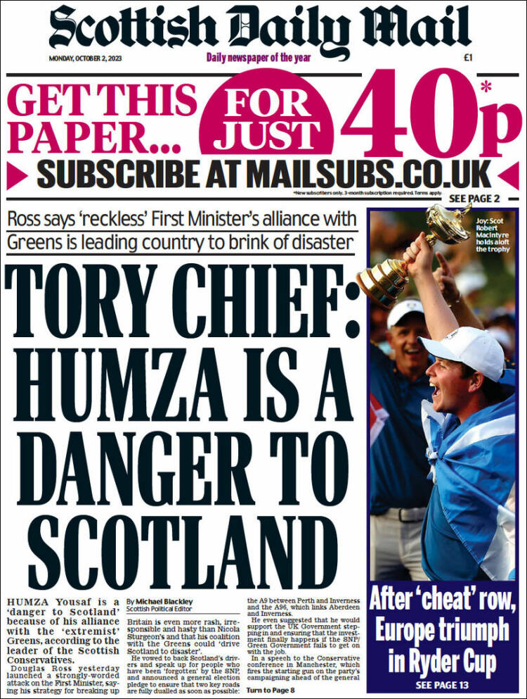 Portada de Scottish Daily Mail (Reino Unido)