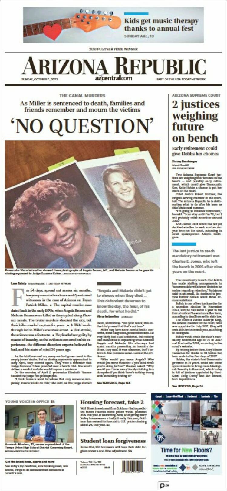 Portada de Arizona Republic News (USA)