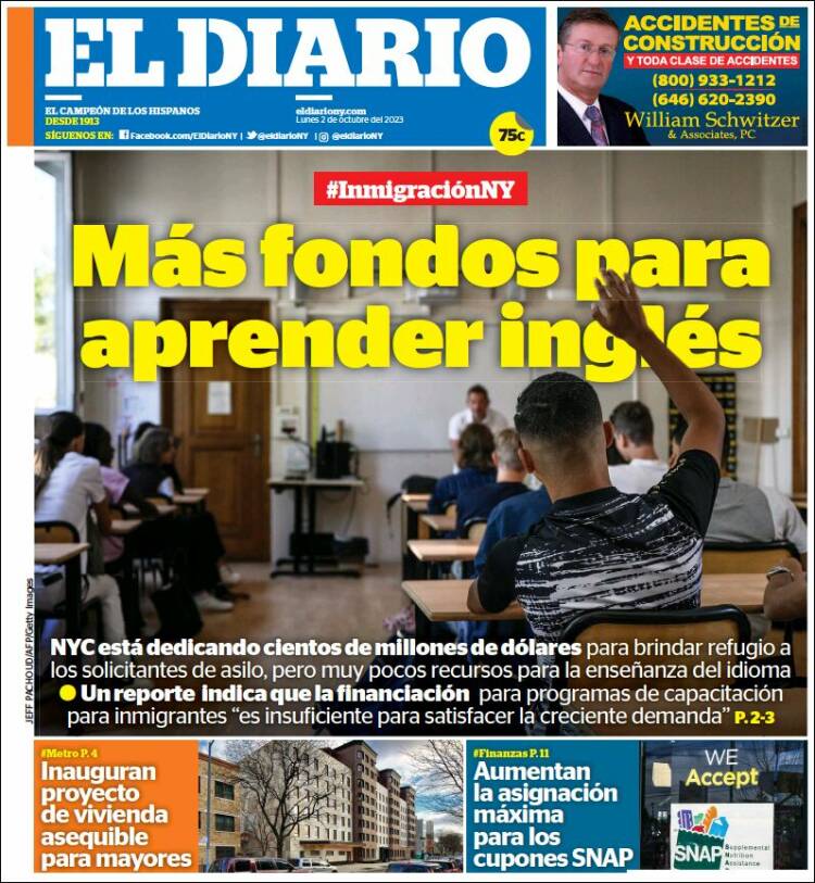 Portada de El Diario NY (USA)