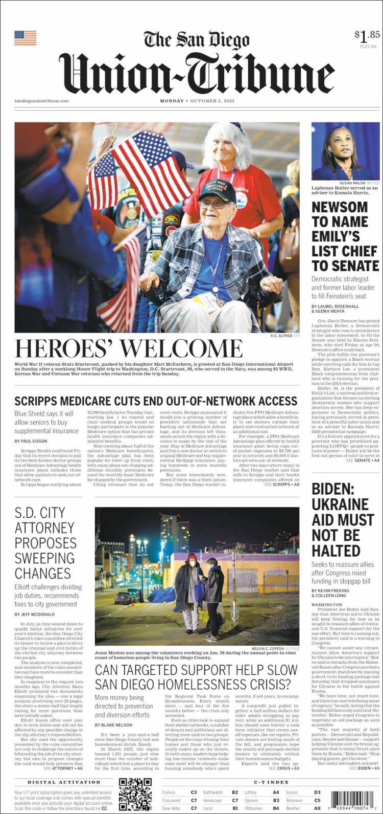 Portada de The San Diego Union-Tribune (USA)