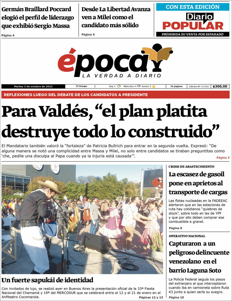 Portada de Diario Época (Argentina)