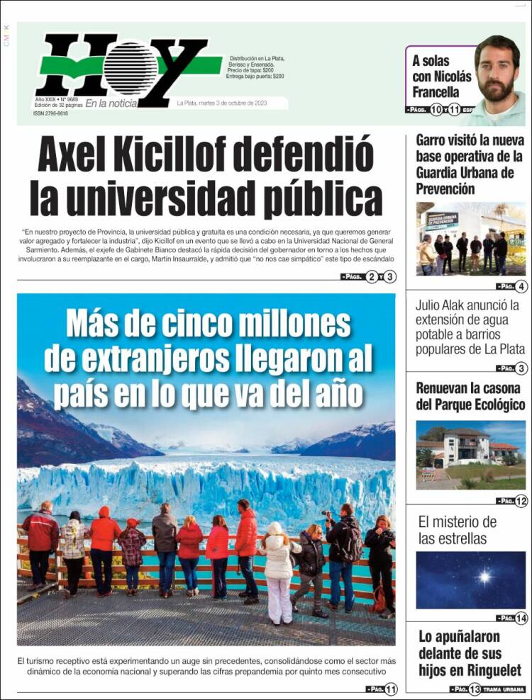 Portada de Diario Hoy (Argentina)