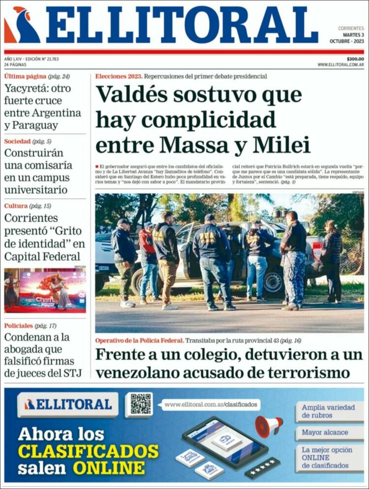 Portada de El Litoral Corrientes (Argentina)