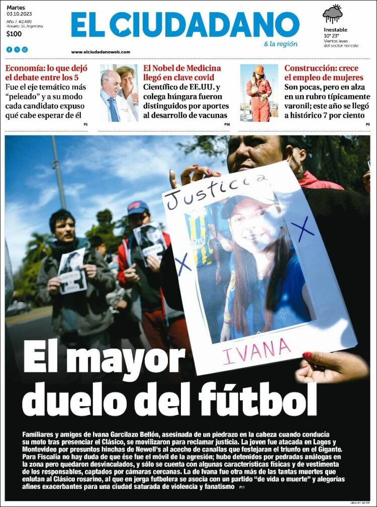 Portada de Diario El Ciudadano (Argentina)