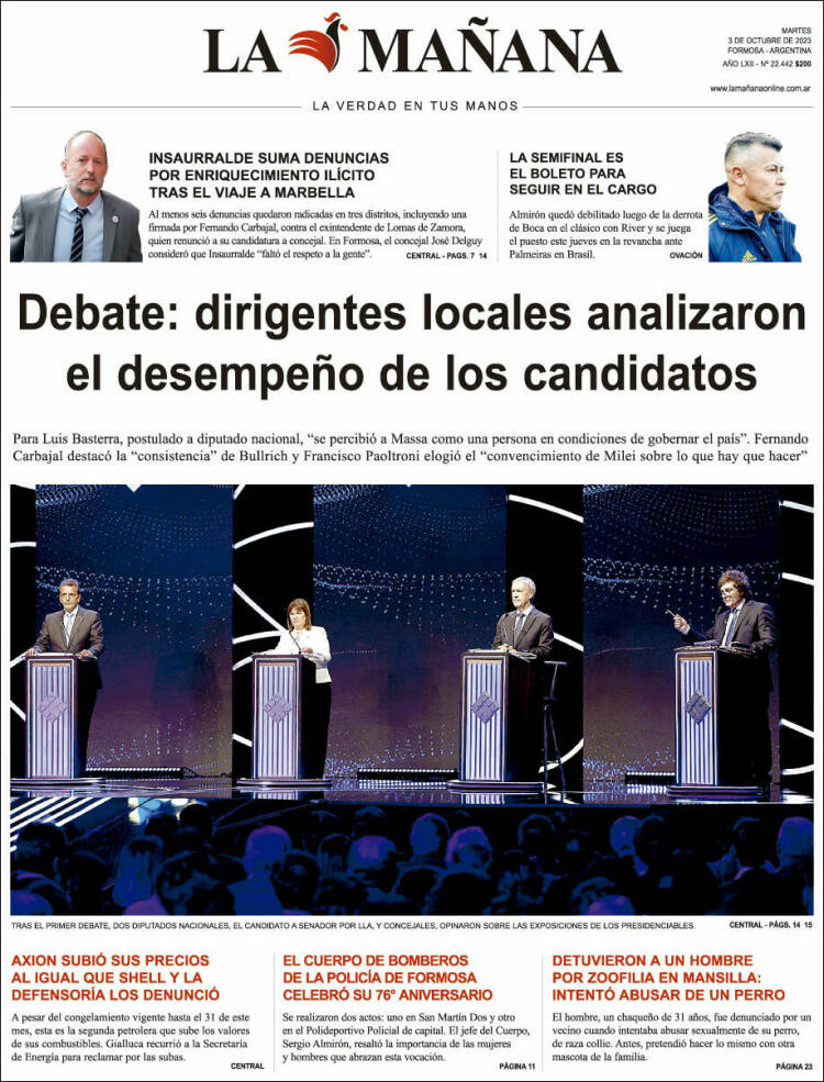 Portada de Diario La Mañana (Argentina)