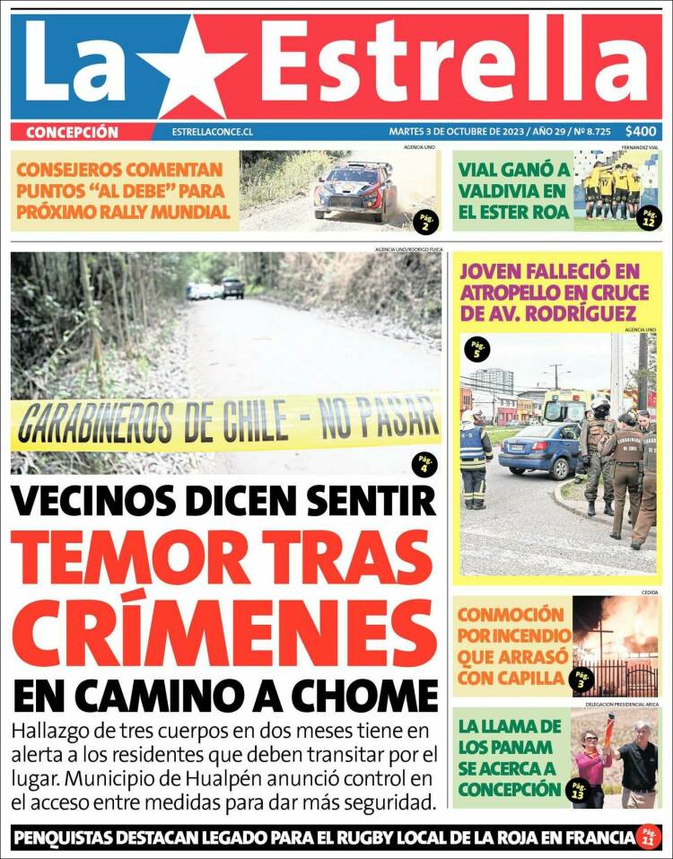 Portada de La Estrella de Concepción (Chile)
