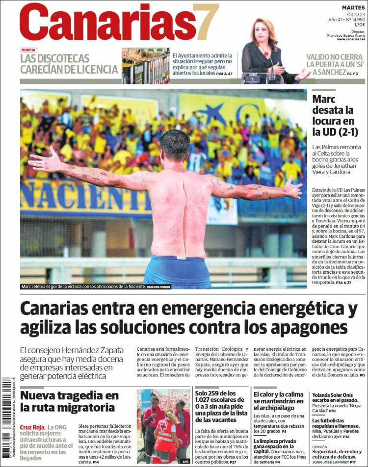 Portada de Canarias 7 (España)