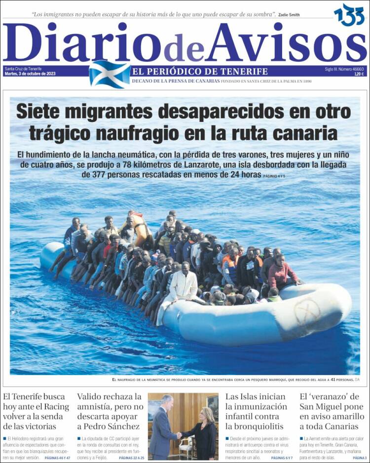 Portada de Diarios de Avisos (España)