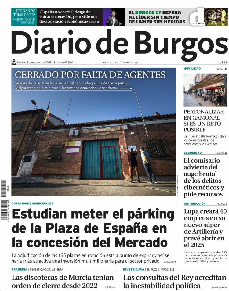 Portada de Diario de Burgos (España)