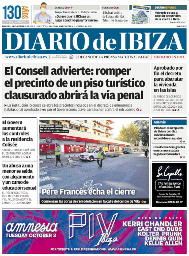 Portada de Diario de Ibiza (España)