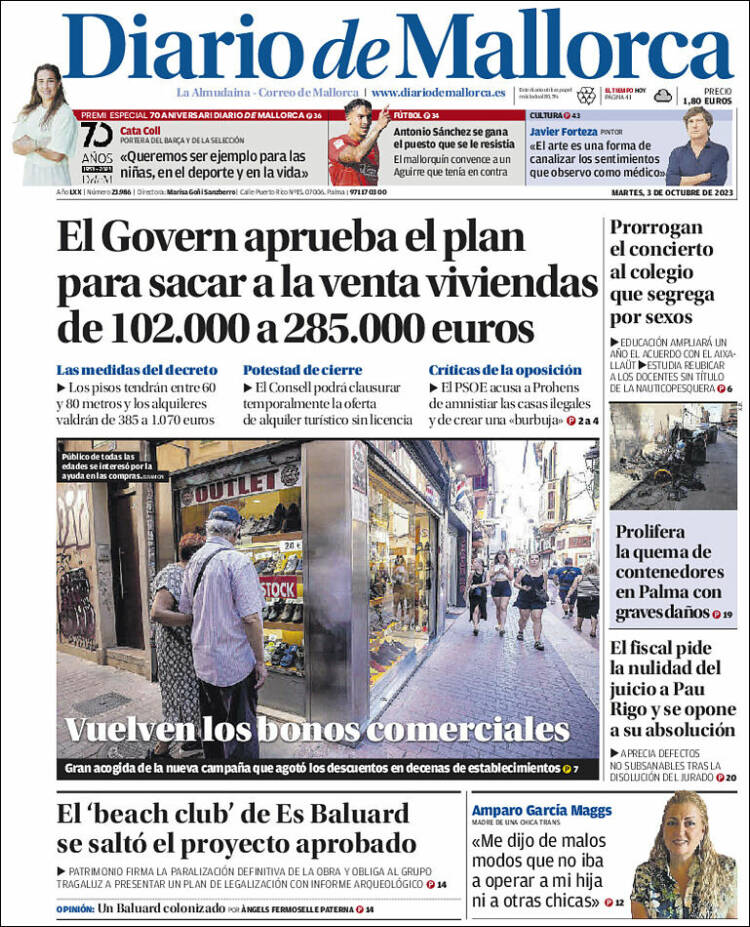 Portada de Diario de Mallorca (España)