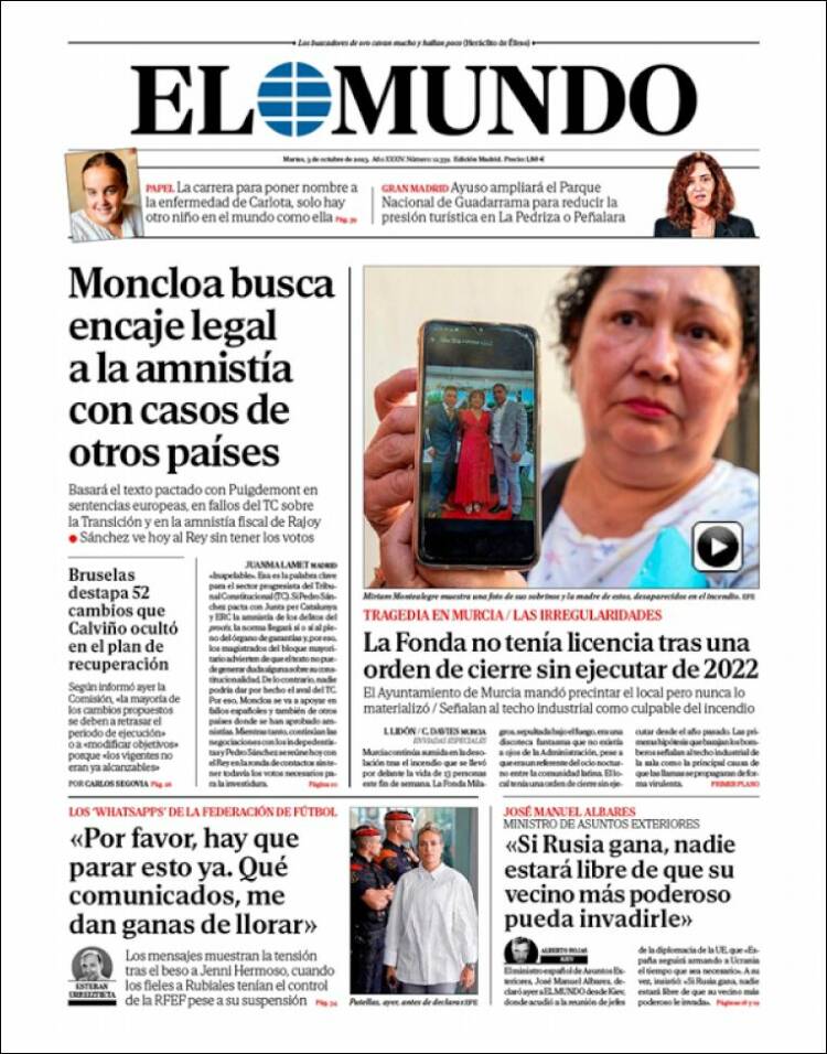 Portada de El Mundo (España)