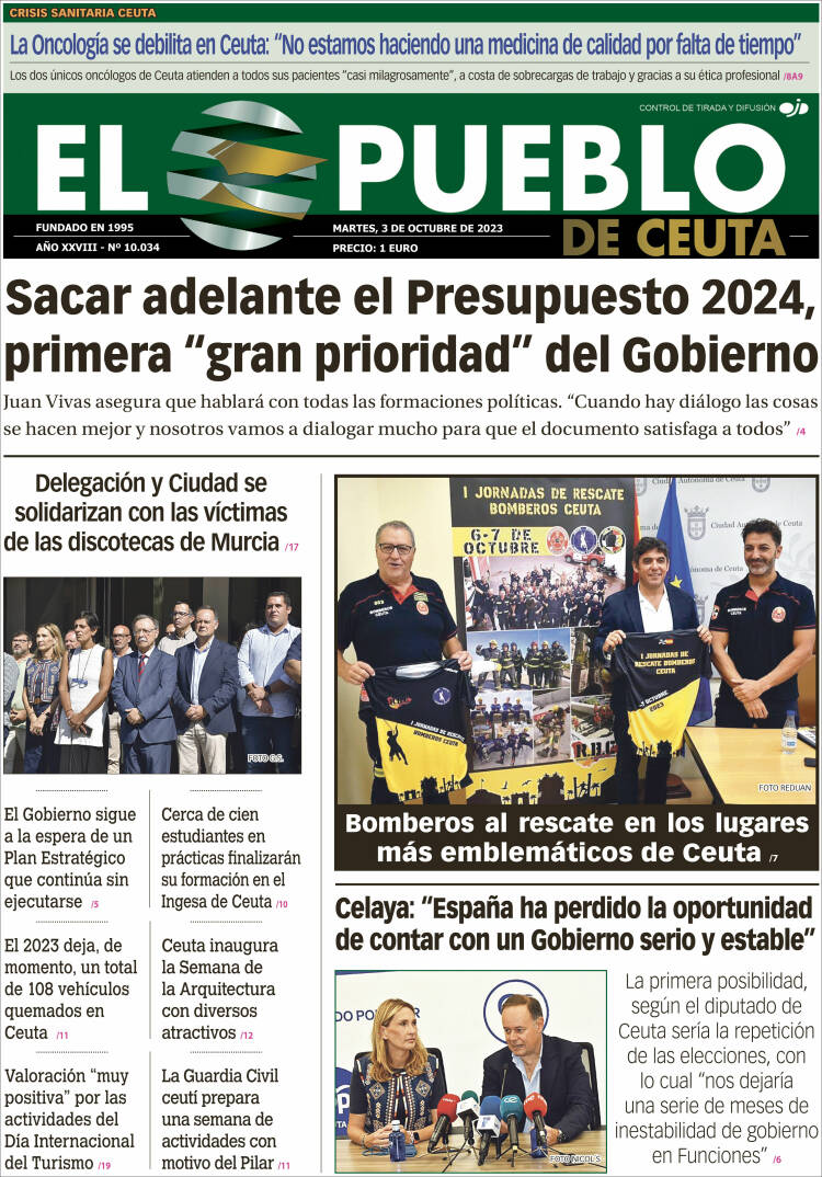 Portada de El Pueblo de Ceuta (España)