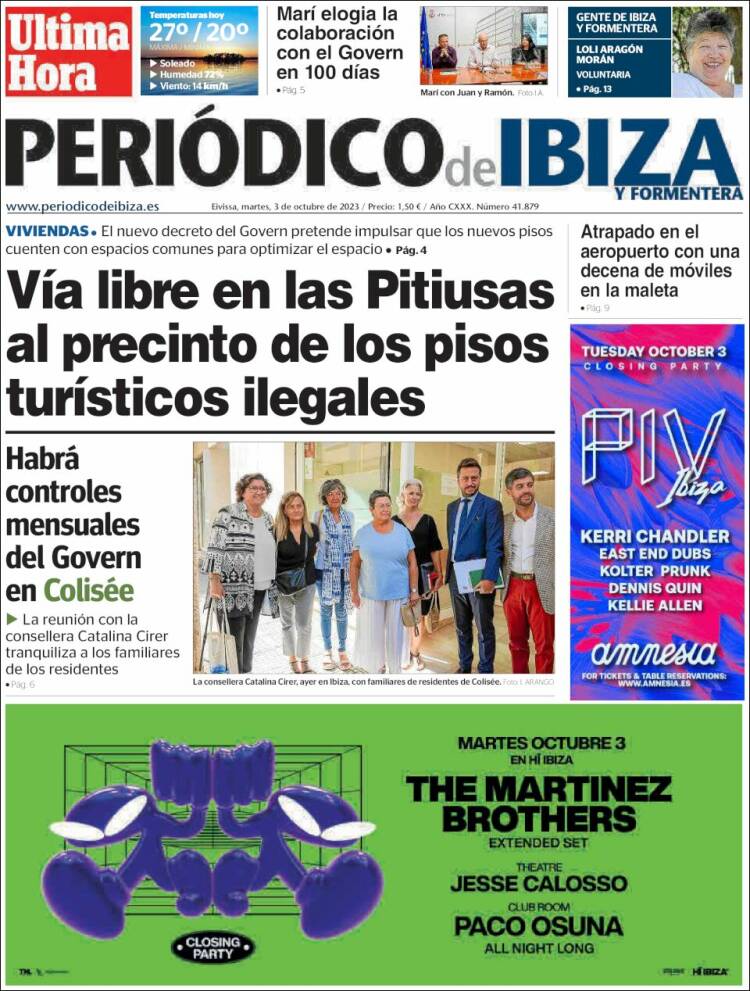 Portada de Periódico de Ibiza (España)