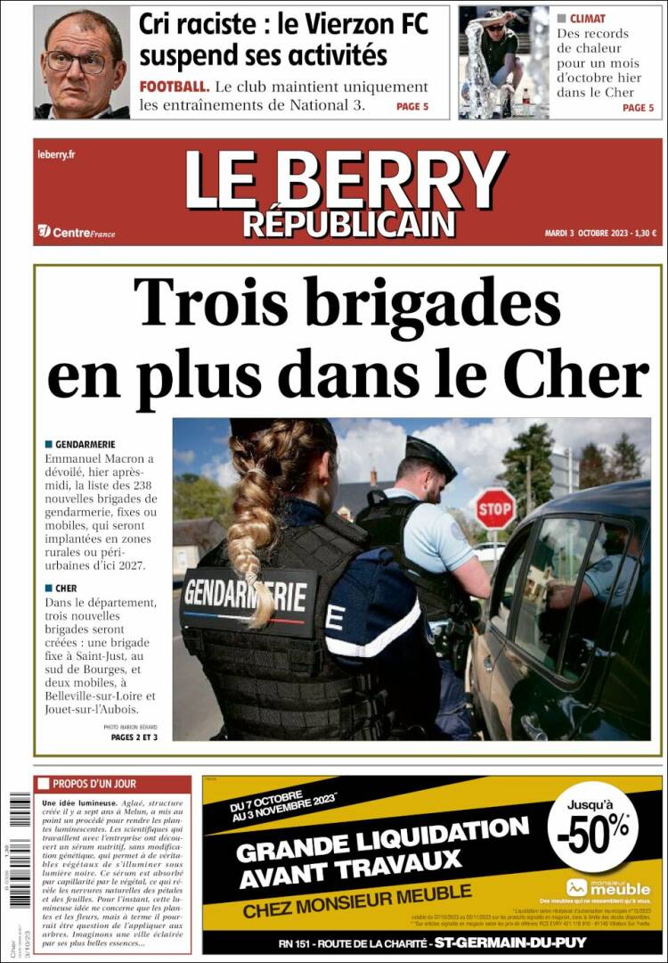 Portada de Berry Republicain (Francia)