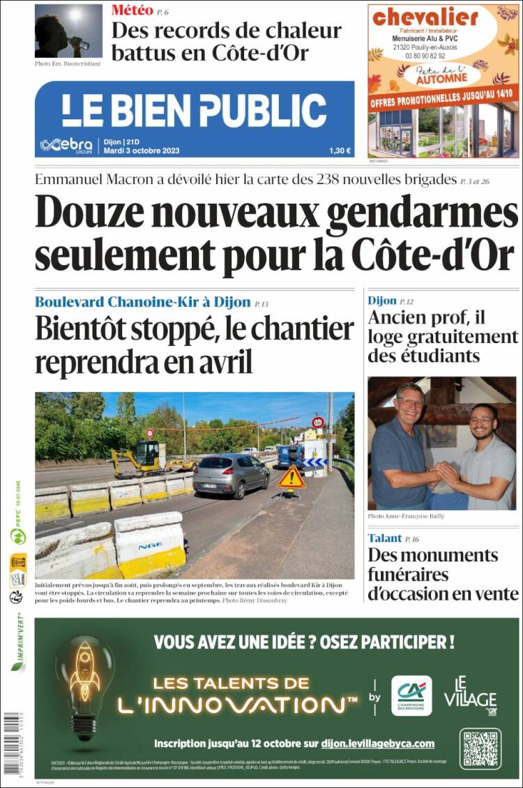 Portada de Le Bien Public (Francia)