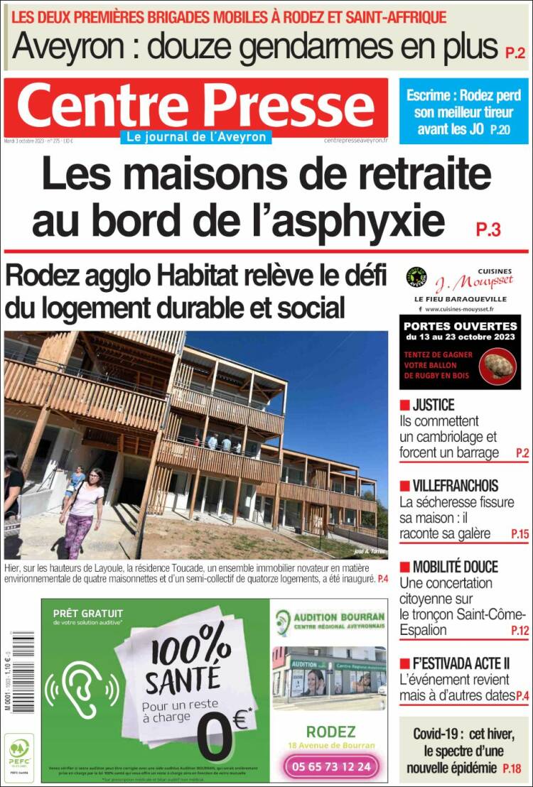 Portada de Centre Presse (Francia)