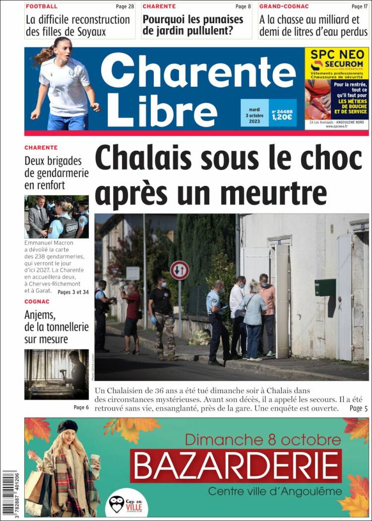 Portada de Charente Libre (Francia)