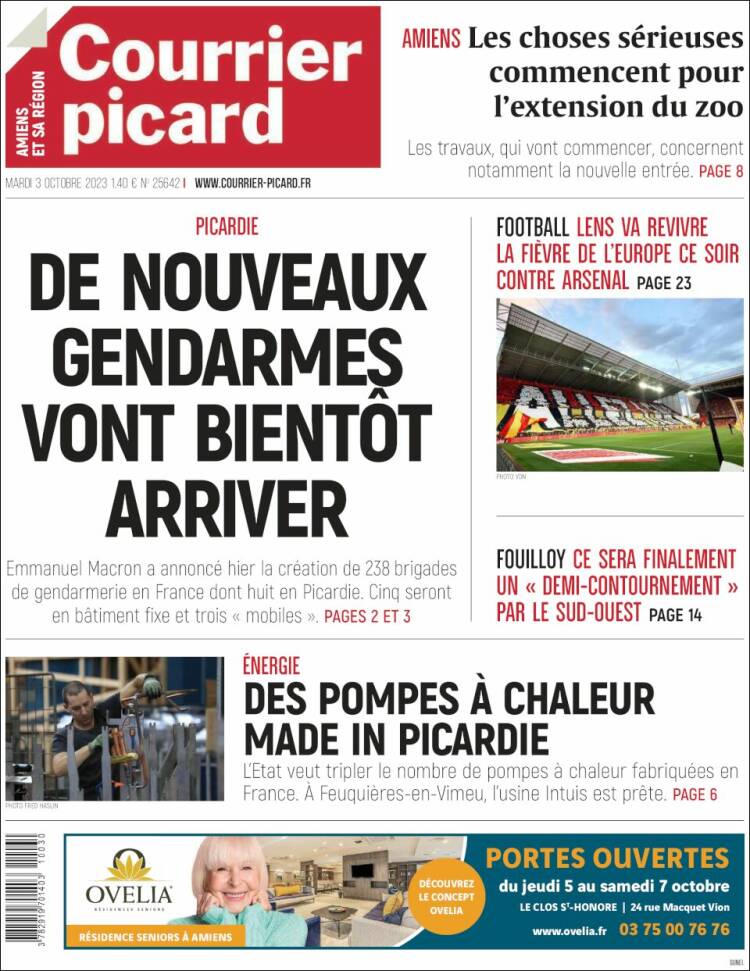 Portada de Courrier Picard (Francia)