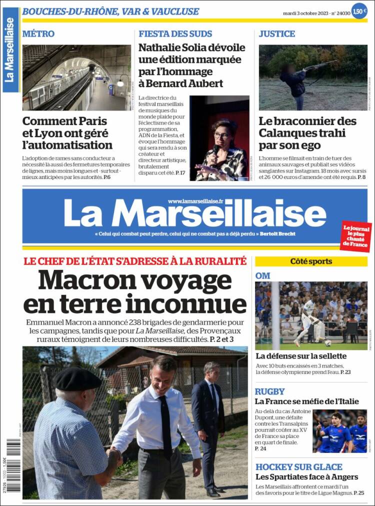 Portada de La Marseillaise (Francia)