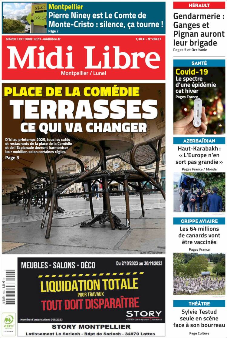 Portada de Midi Libre (Francia)