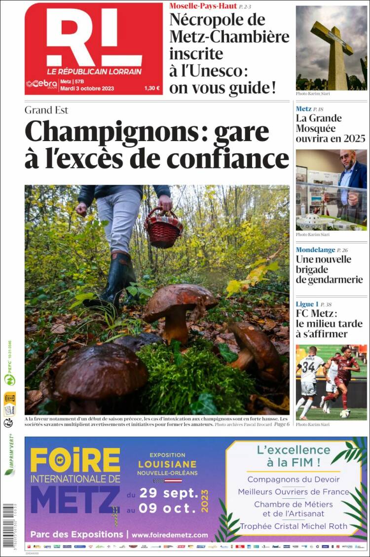 Portada de Le Republicain Lorrain (Francia)