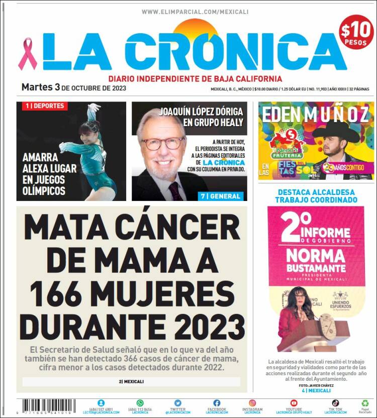 Portada de La Crónica de Baja California (México)