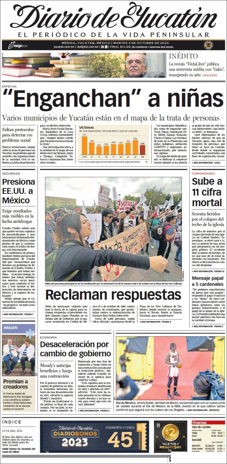 Portada de Diario de Yucatán (México)