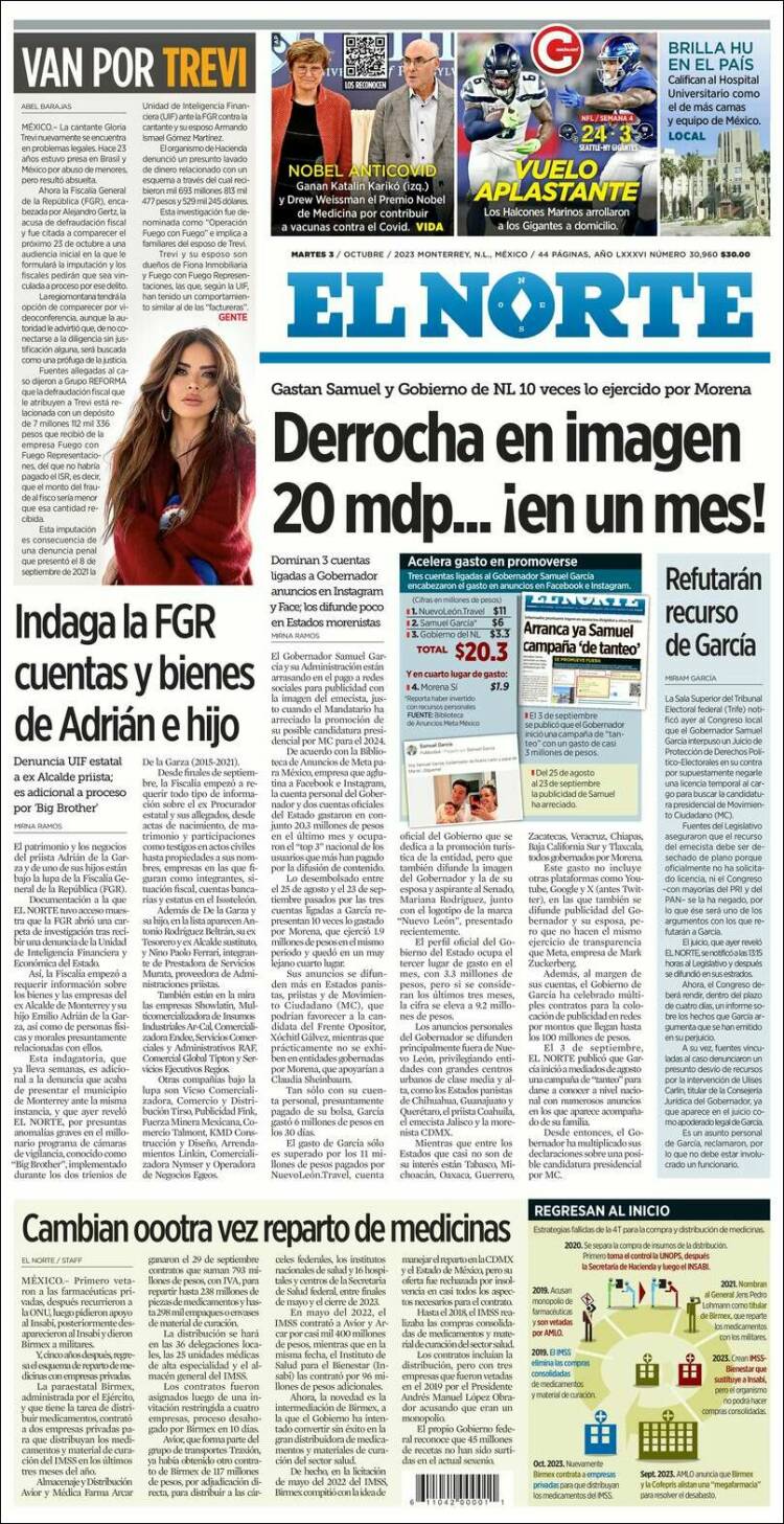 Portada de El Norte (México)