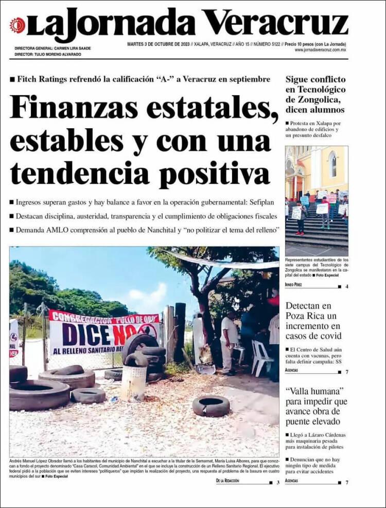 Portada de La Jornada Veracruz (México)