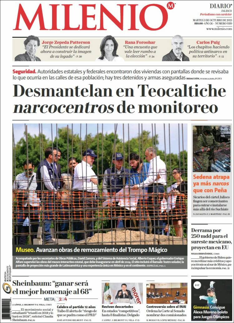 Portada de Milenio - Jalisco (México)