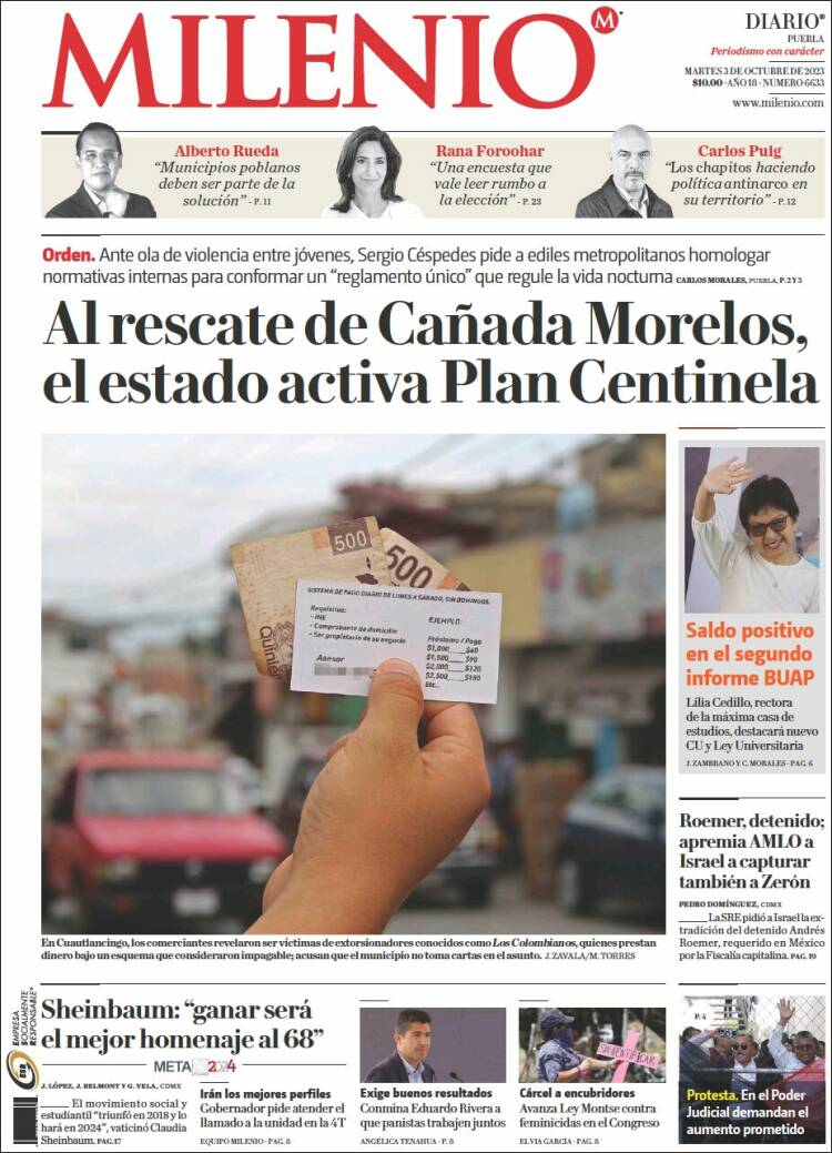 Portada de Milenio de Puebla (México)