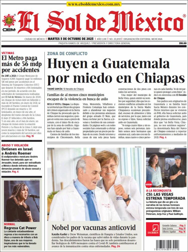 Portada de El Sol de México (México)