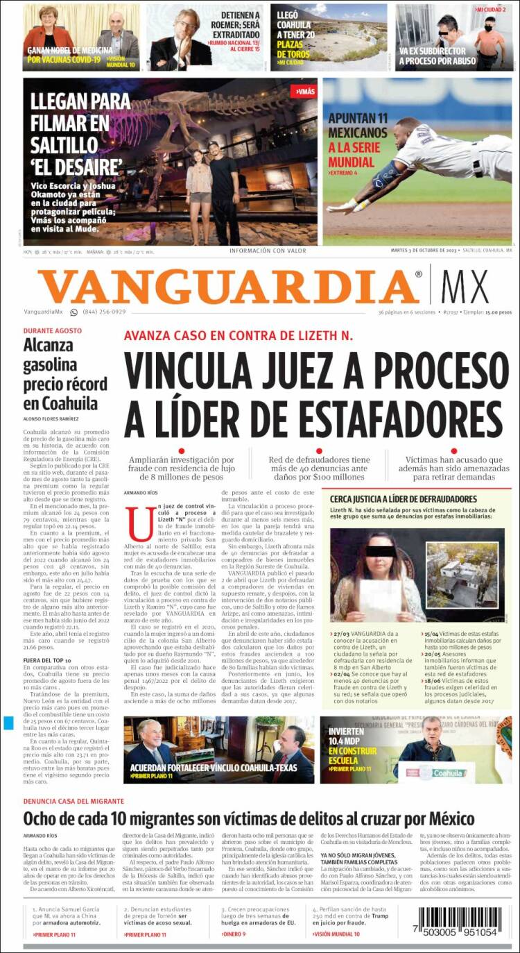 Portada de Vanguardia (México)