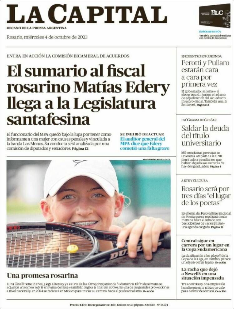 Portada de La Capital - Rosario (Argentina)