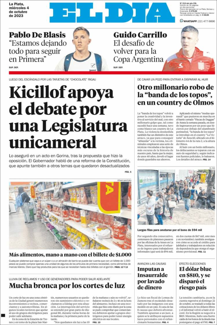 Portada de El Día de la Plata (Argentina)