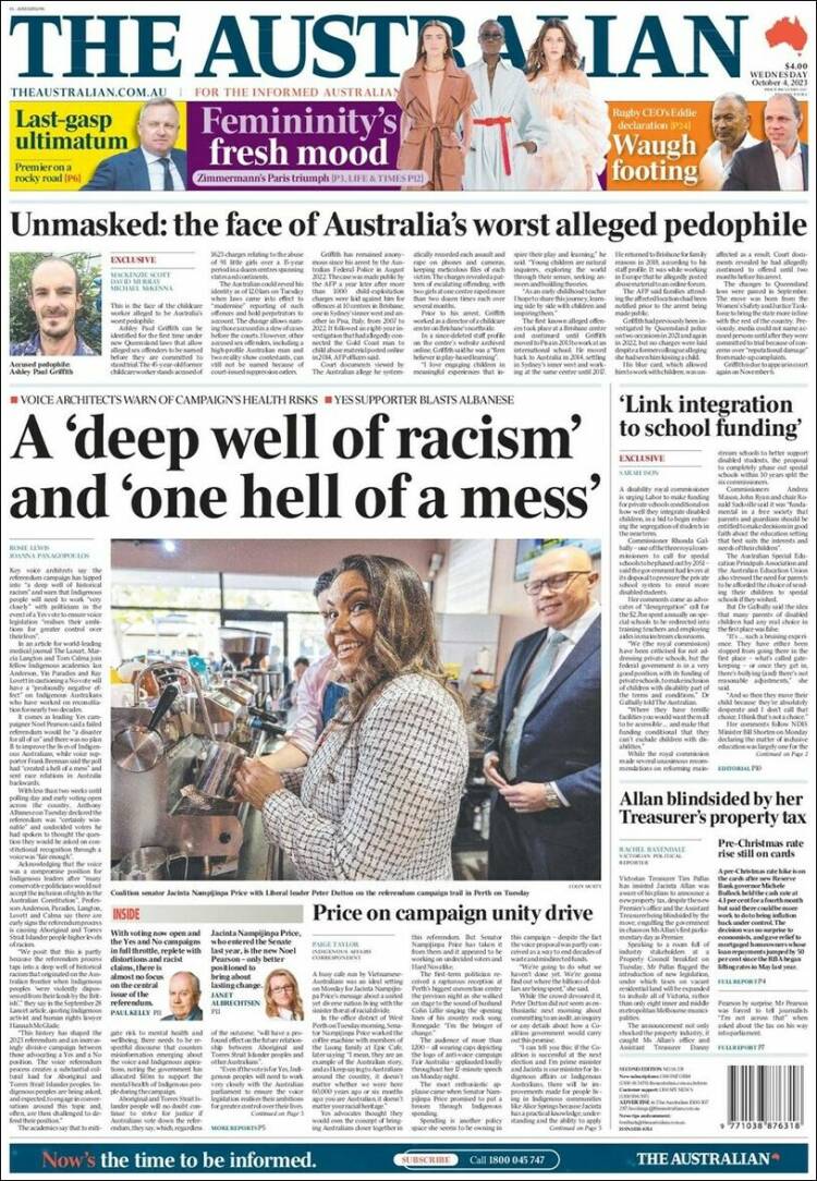 Portada de The Australian (Australia)