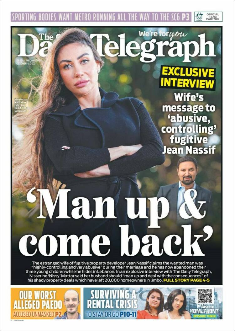 Portada de The Daily Telegraph (Australia)