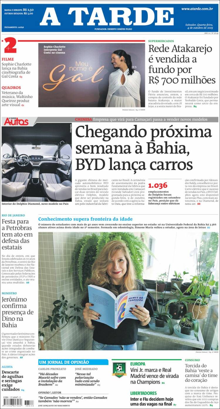 Portada de Diário A Tarde (Brasil)