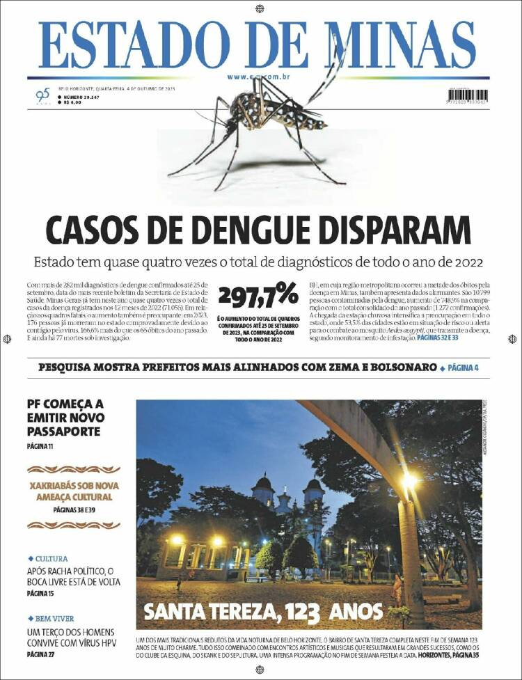 Portada de Jornal Estado de Minas (Brasil)