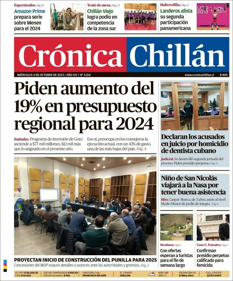 Portada de Crónica Chillán (Chile)