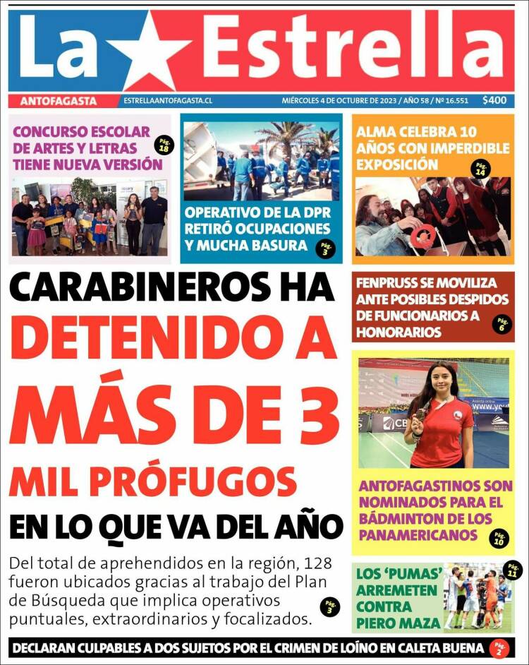 Portada de La Estrella del Norte (Chile)