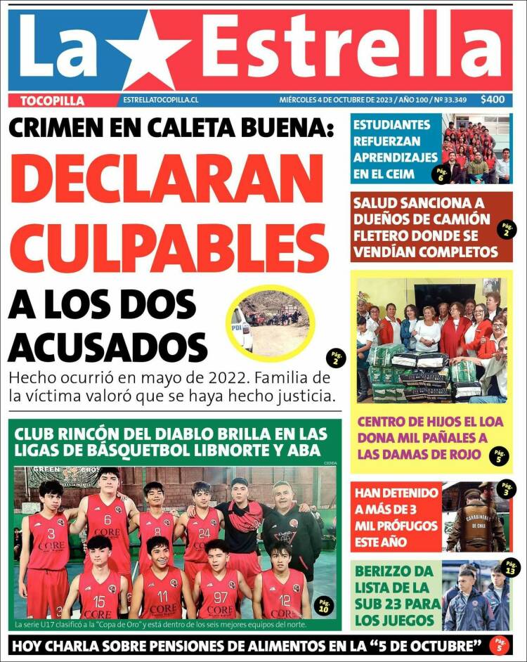 Portada de La Estrella de Tocopilla (Chile)