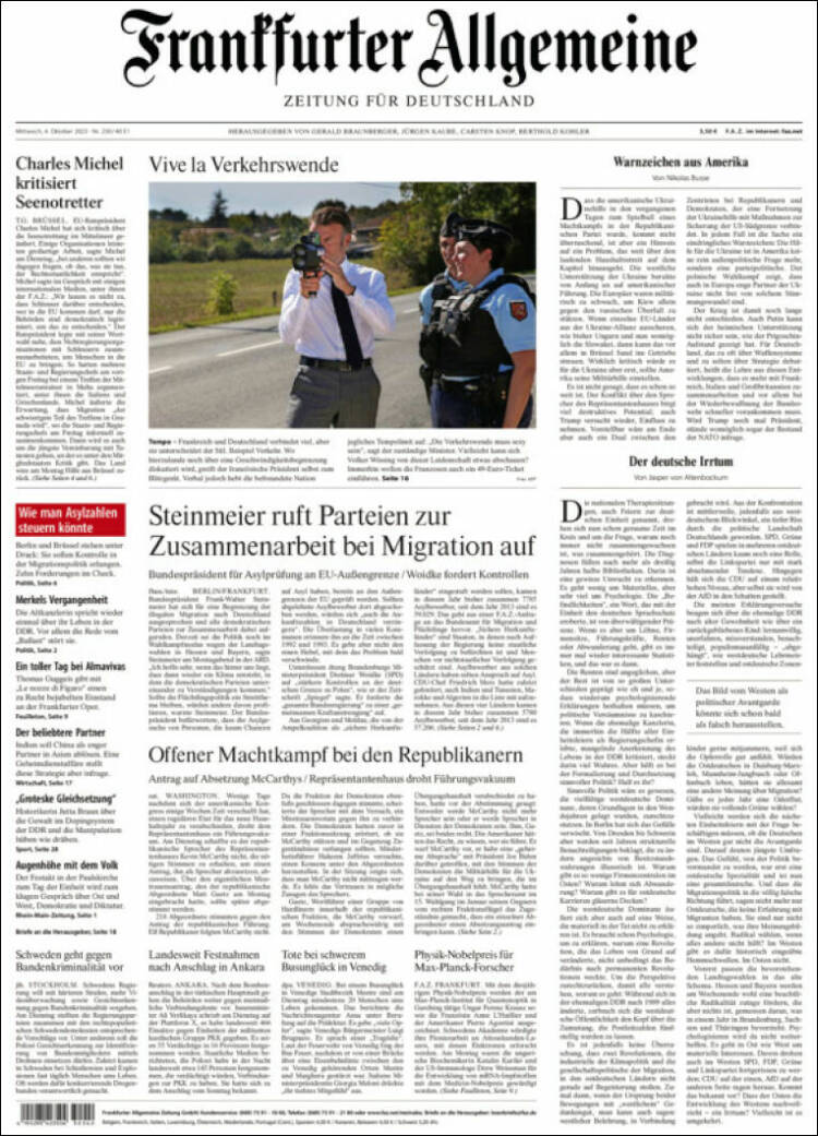 Portada de Frankfurter Allgemeine (Alemania)