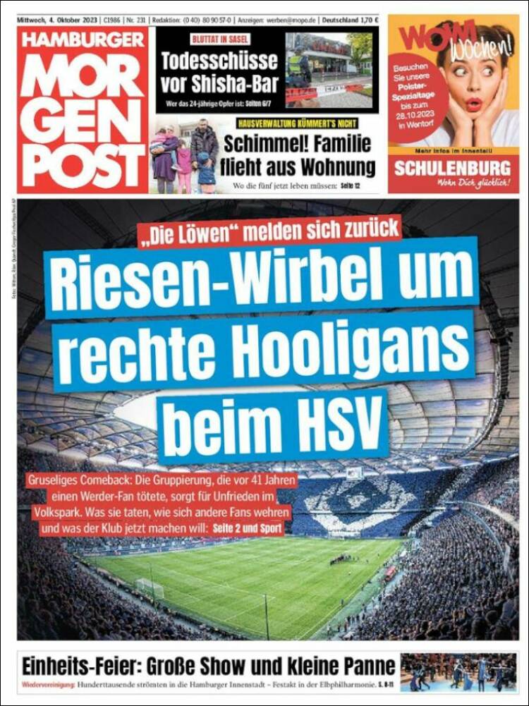 Portada de Hamburger Morgenpost  (Alemania)
