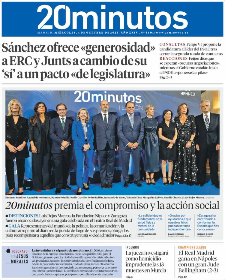 Portada de 20 Minutos - Madrid (Spain)