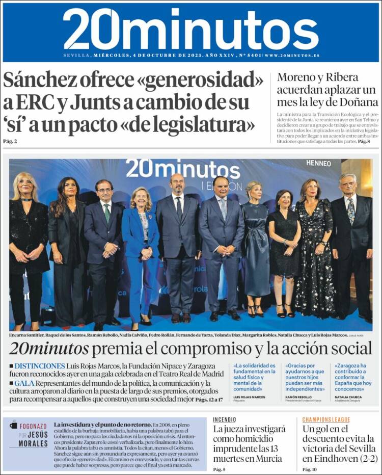 Portada de 20 Minutos - Sevilla (Spain)